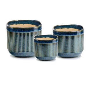 Niebieska osłonka na doniczkę ceramiczna 22 cm Polnix 01.703 