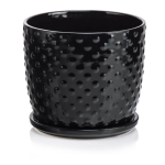 Czarna doniczka ceramiczna z podstawką 15 cm Polnix Amsterdam 05.430