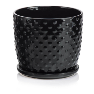 Czarna doniczka ceramiczna z podstawką 17 cm Polnix Amsterdam 05.430