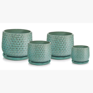 Turkusowa donica ceramiczna ogrodowa z podstawką  32 cm Polnix  Glazed 77.719