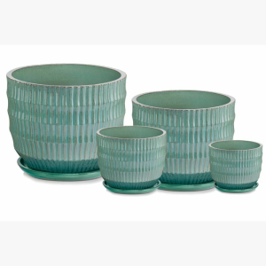 Turkusowa donica ceramiczna ogrodowa z podstawką  22 cm Polnix  Glazed 77.721