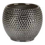 Metaliczna osłonka na doniczkę 732 kula 18 Scheurich Titanium Silver