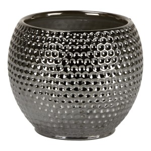 Metaliczna osłonka na doniczkę 732 kula 11 Scheurich Titanium Silver