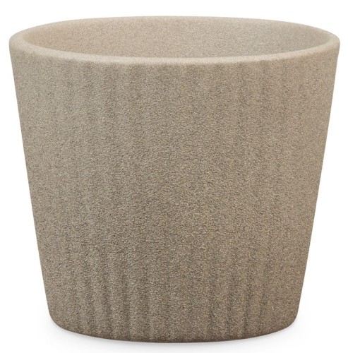 Mała osłonka ceramiczna Scheurich do kaktusów sukulentów małych roślin taupe kamień pionowy.jpg