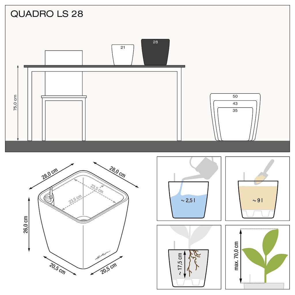 nowoczesne donice z nawadnianiem lechuza quadro ls premium 28 wymiary