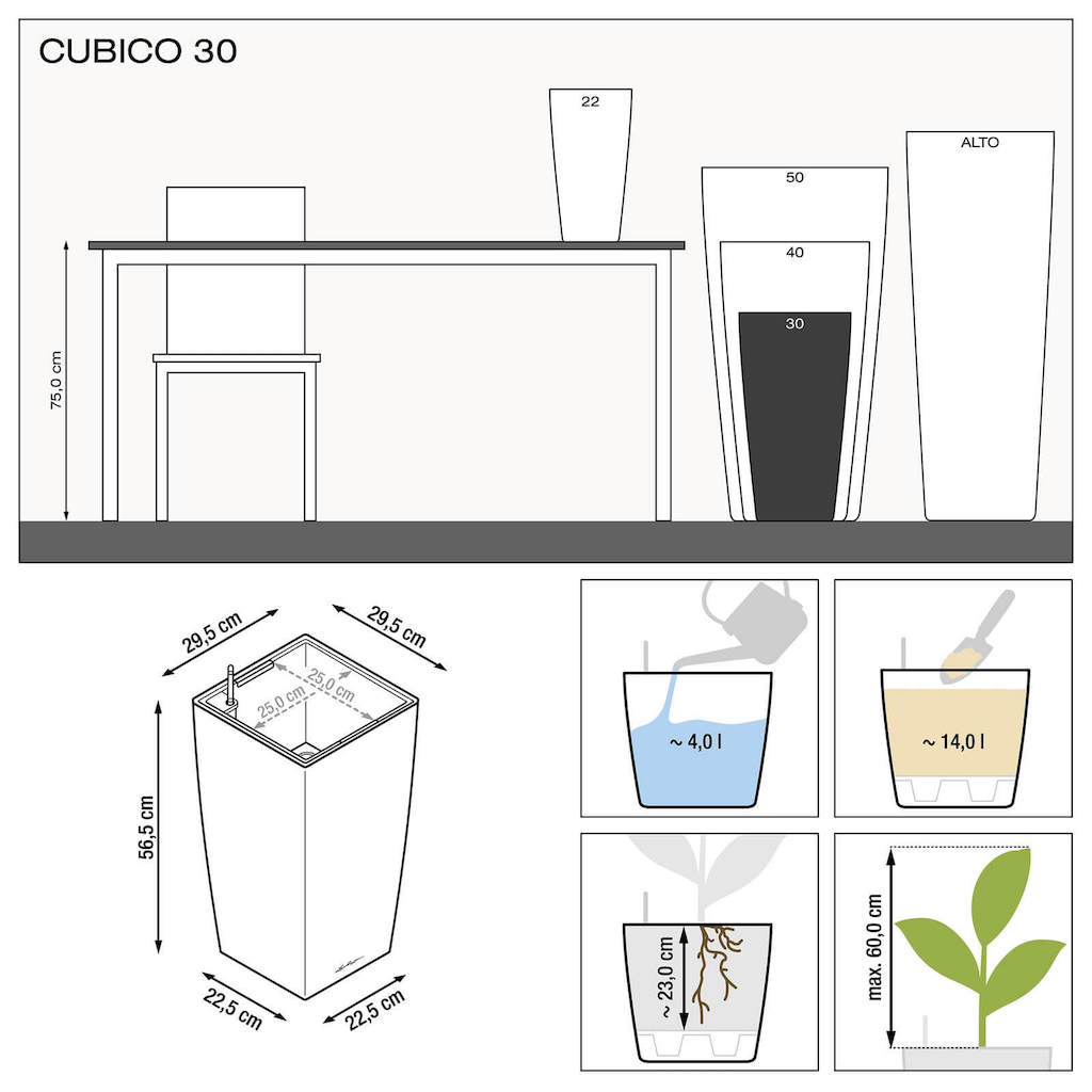 donice z nawadnianiem Lechuza Cubico Premium 30